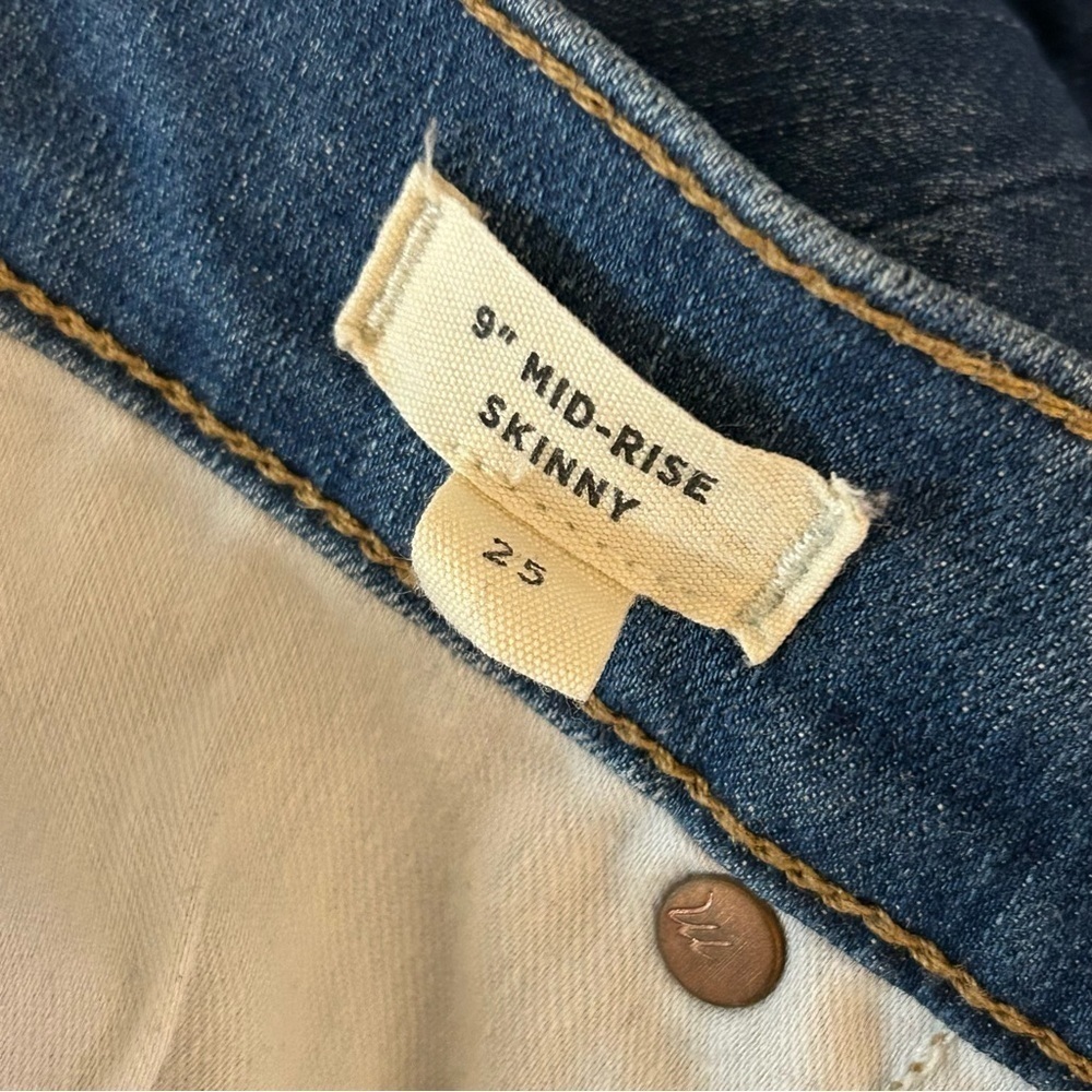💕 Madewell 9” MID-RISE SKINNY Classic Blue Women's Jeans 25x29 - Picture 6 of 13
